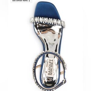 Badgley Mischka women’s Marilee embellished mid heel sandals in navy